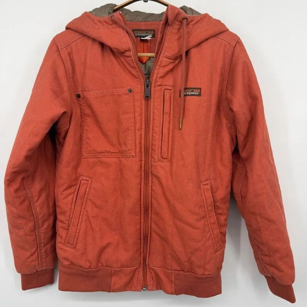 Patagonia Rust Orange All Seasons Hemp Canvas Bomber Hoody Work Jacket Size XS